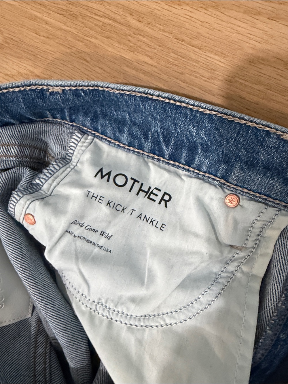 MOTHER Straight Leg Jeans in Medium Blue Wash - Picture 3 of 3